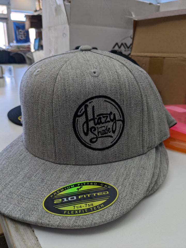 Hazy Shade 210 Fitted Flat Bill Hat Heather Gray w/ Circle Logo