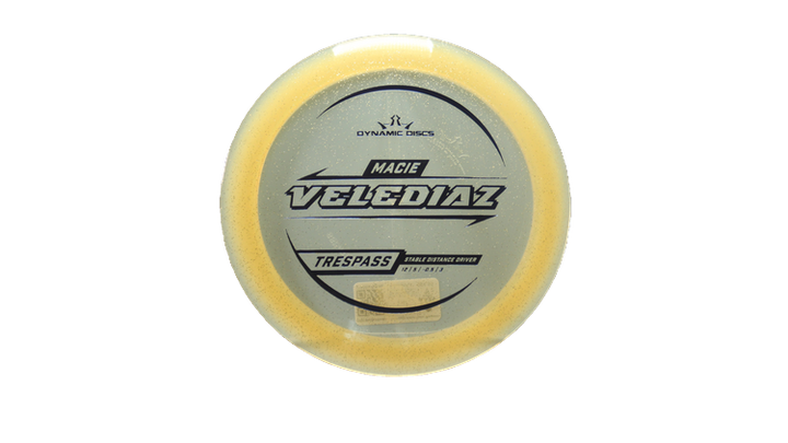 Dynamic Discs 2025 Macie Velediaz Lucid Gold Metal Flake Trespass Distance Driver Front View