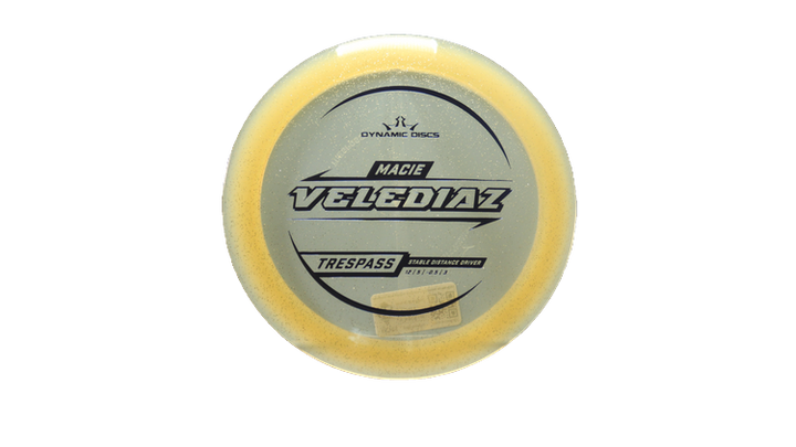 Dynamic Discs 2025 Macie Velediaz Lucid Gold Metal Flake Trespass Distance Driver Front View