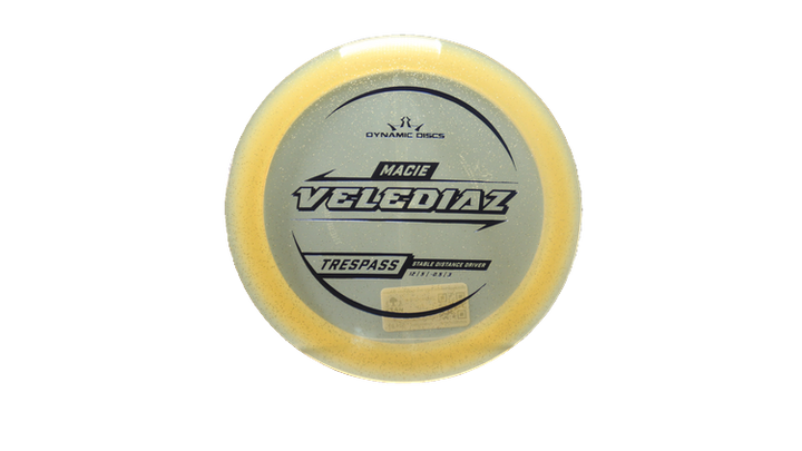 Dynamic Discs 2025 Macie Velediaz Lucid Gold Metal Flake Trespass Distance Driver Front View