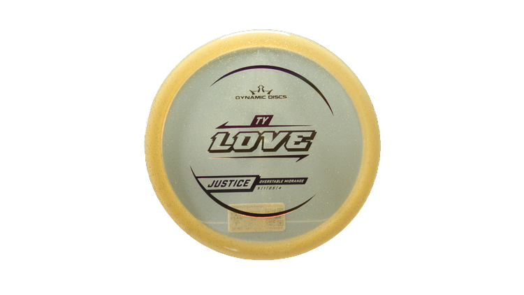 Dynamic Discs 2025 Ty Love Lucid Gold Metal Flake Justice Midrange Front View