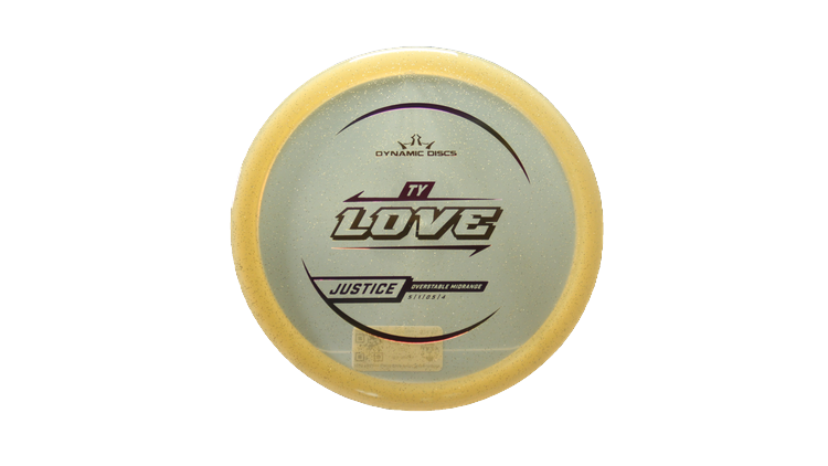 Dynamic Discs 2025 Ty Love Lucid Gold Metal Flake Justice Midrange Front View
