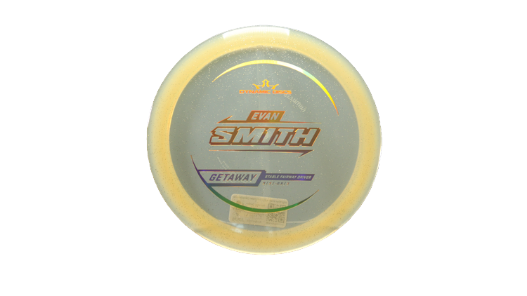 Dynamic Discs 2025 Evan Smith Lucid Gold Metal Flake Getaway Fairway Driver Front View