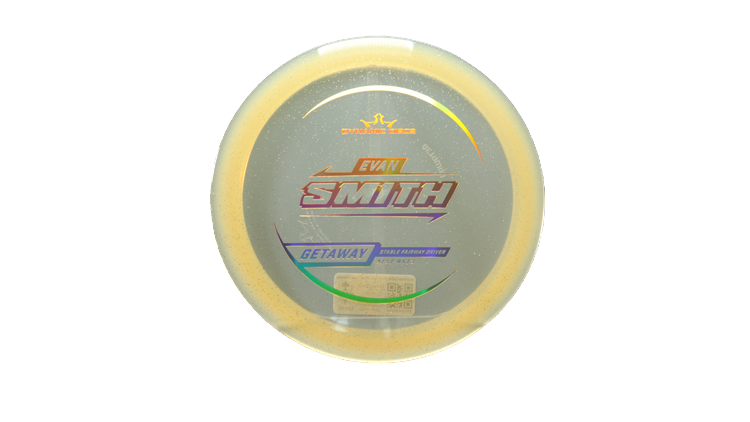 Dynamic Discs 2025 Evan Smith Lucid Gold Metal Flake Getaway Fairway Driver Front View
