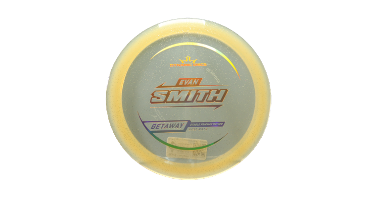 Dynamic Discs 2025 Evan Smith Lucid Gold Metal Flake Getaway Fairway Driver Front View
