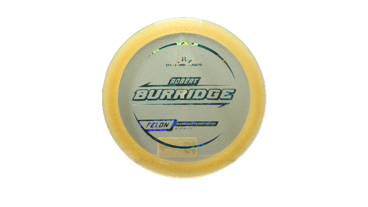 Dynamic Discs 2025 Robert Burridge Lucid Gold Metal Flake Felon Fairway Driver Front View