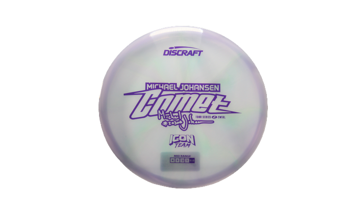 Discraft 2025 Michael Johansen Tour Series Z Swirl Comet Midrange Front View