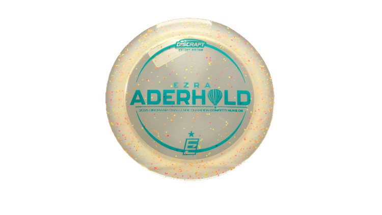 Discraft 2025 Ezra Aderhold Victory Edition Z Confetti Nuke OS Distance Driver Front View