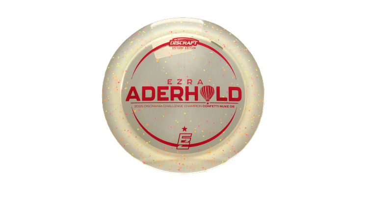 Discraft 2025 Ezra Aderhold Victory Edition Z Confetti Nuke OS Distance Driver Front View