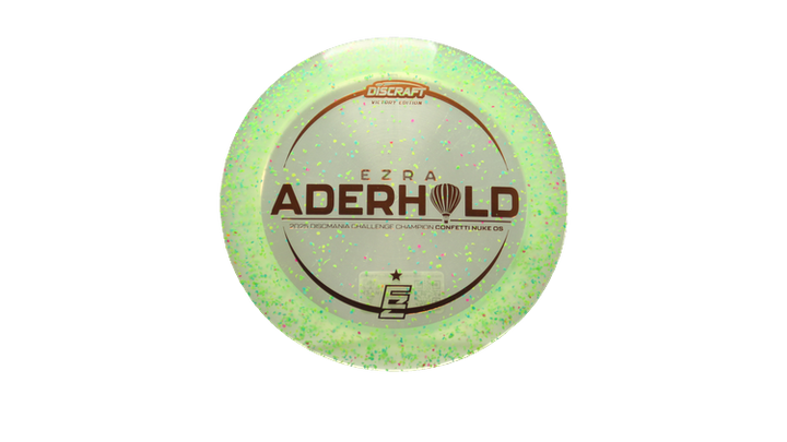 Discraft 2025 Ezra Aderhold Victory Edition Z Confetti Nuke OS Distance Driver Front View
