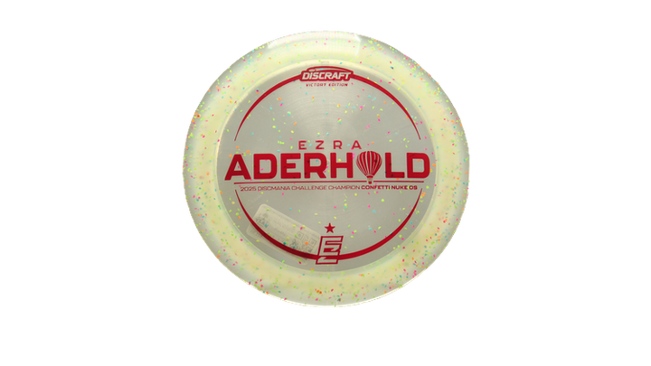 Discraft 2025 Ezra Aderhold Victory Edition Z Confetti Nuke OS Distance Driver Front View
