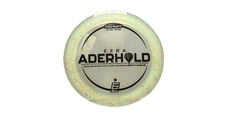 Discraft 2025 Ezra Aderhold Victory Edition Z Confetti Nuke OS Distance Driver Front View