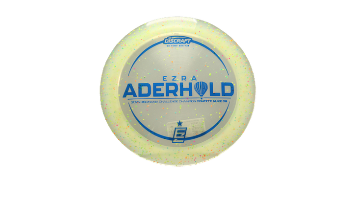 Discraft 2025 Ezra Aderhold Victory Edition Z Confetti Nuke OS Distance Driver Front View