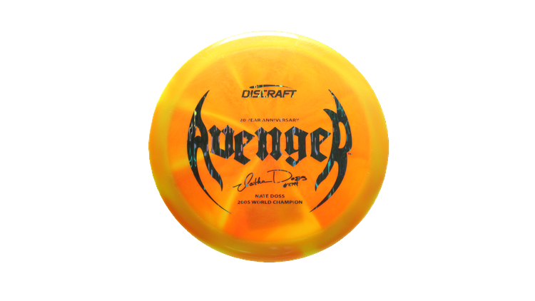 Discraft Nate Doss 20th Anniversary Commermorative Z Colorshift Swirl Avenger Distance Driver Front View