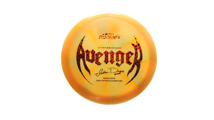 Discraft Nate Doss 20th Anniversary Commermorative Z Colorshift Swirl Avenger Distance Driver Front View