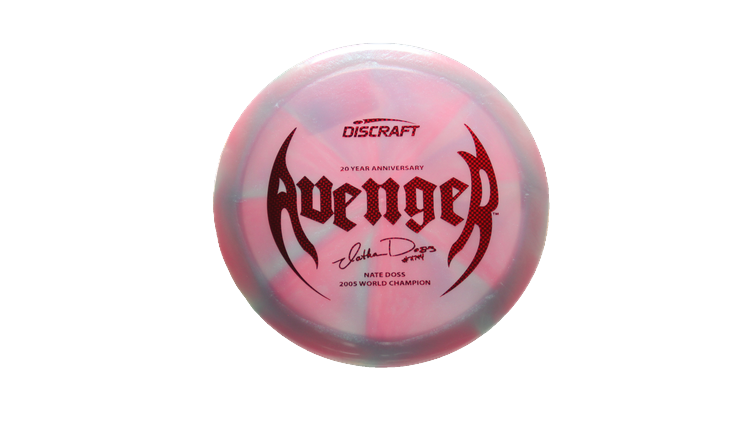 Discraft Nate Doss 20th Anniversary Commermorative Z Colorshift Swirl Avenger Distance Driver Front View
