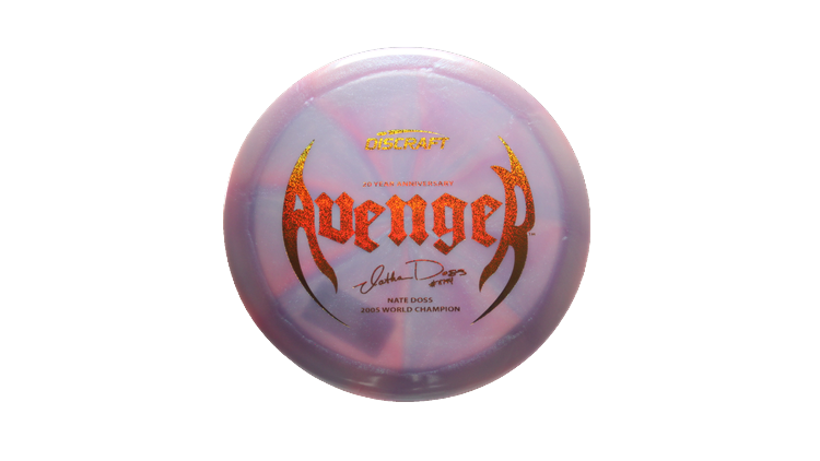Discraft Nate Doss 20th Anniversary Commermorative Z Colorshift Swirl Avenger Distance Driver Front View