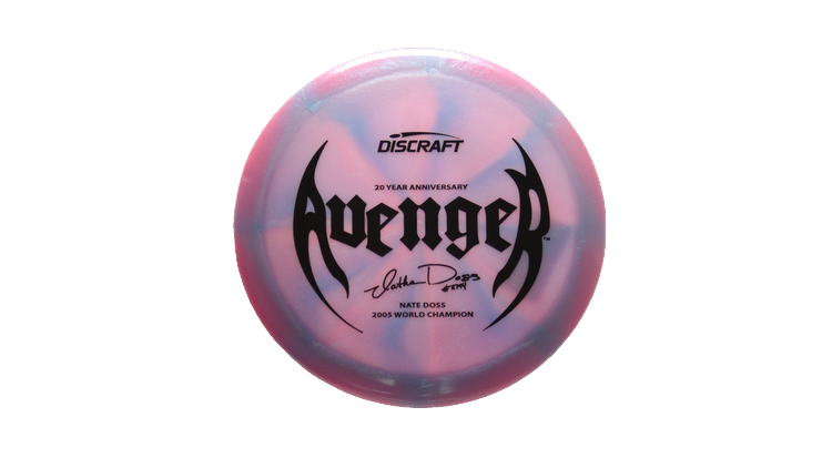 Discraft Nate Doss 20th Anniversary Commermorative Z Colorshift Swirl Avenger Distance Driver Front View