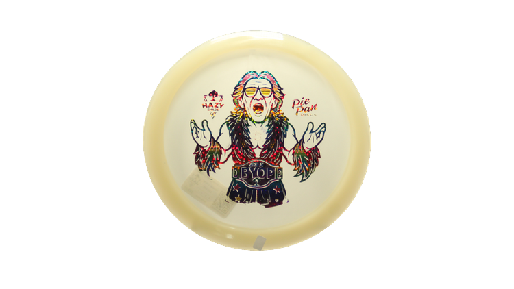 Pie Pan Discs BYOP 2025 Cherry Glow Grunt (retooled) Fairway Driver Front View