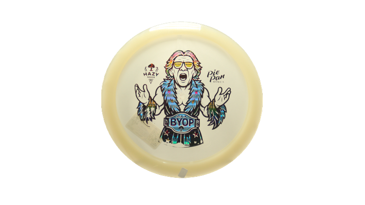 Pie Pan Discs BYOP 2025 Cherry Glow Grunt (retooled) Fairway Driver Front View