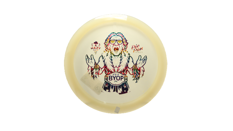 Pie Pan Discs BYOP 2025 Cherry Glow Grunt (retooled) Fairway Driver Front View