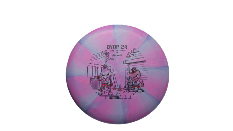 Discraft 2026 BYOP Curbside Chaos Tour Swirl Challenger SS Putter Front View