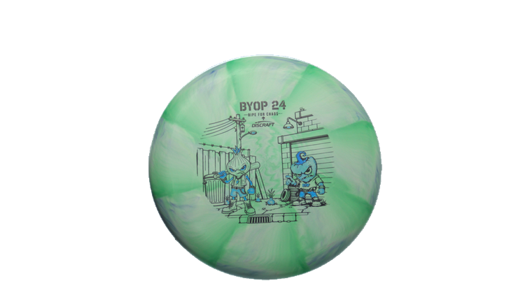 Discraft 2026 BYOP Curbside Chaos Tour Swirl Challenger SS Putter Front View