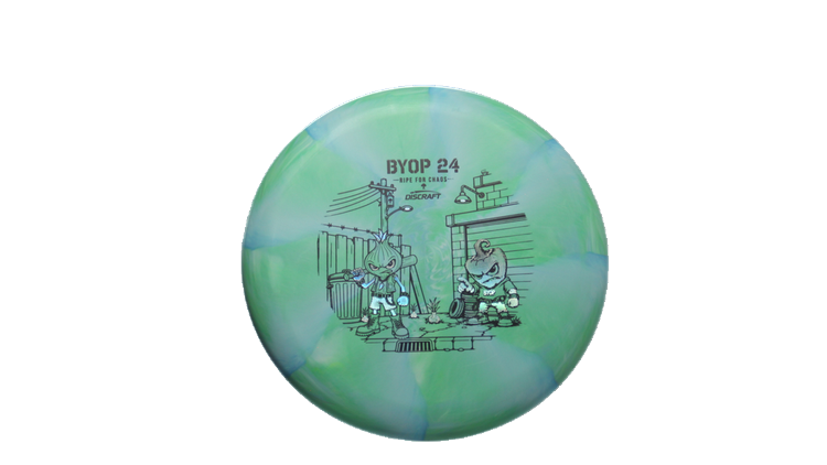 Discraft 2026 BYOP Curbside Chaos Tour Swirl Challenger SS Putter Front View