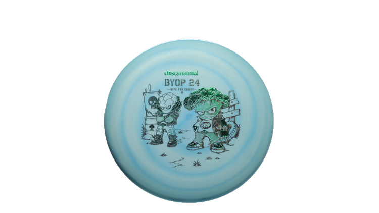 Discmania 2026 BYOP Toxic Crowns Flex 2 Swirl D-Line P2 Putter Front View