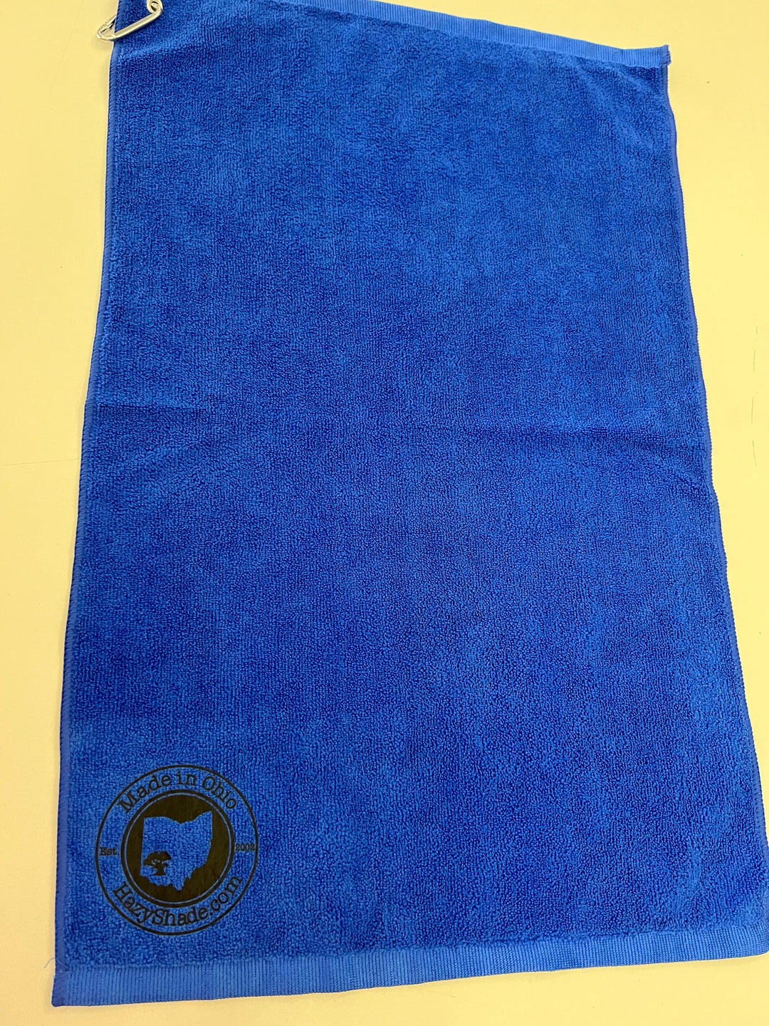 Hazy Shade Blue Microfiber Towel With Made in Ohio Logo