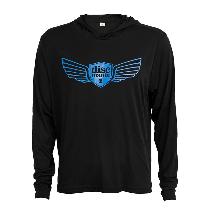 Discmania Cooling Performance Long Sleeve Hooded T-shirt (Wings) Black