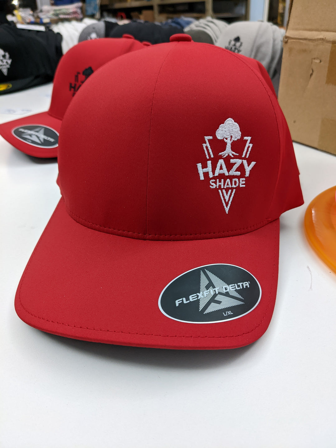 Hazy Shade Flexfit Delta L/XL Hat Triangle Red-White