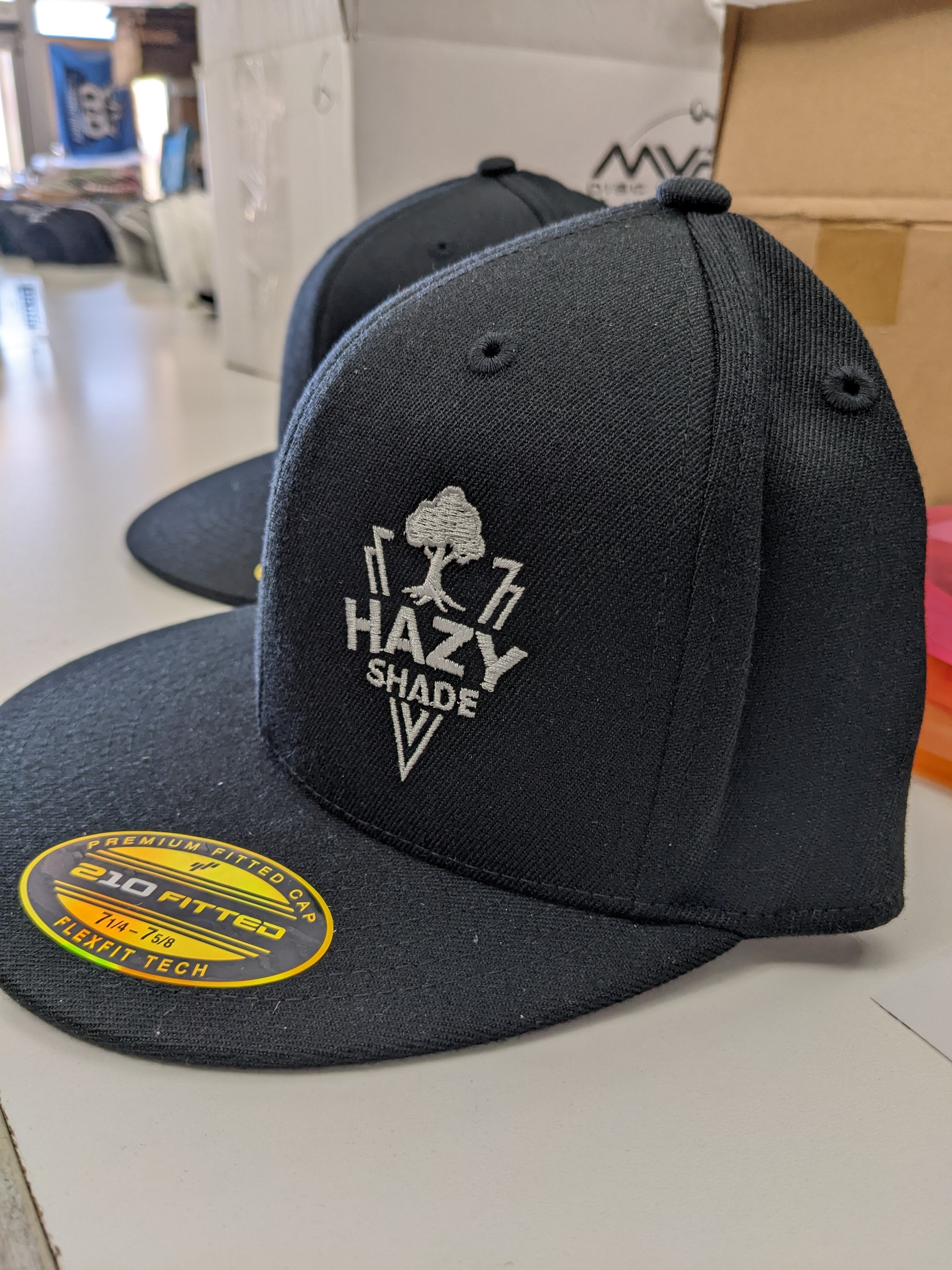 Hazy Shade 210 Fitted Flat Bill Hat Black w/ Triangle Logo