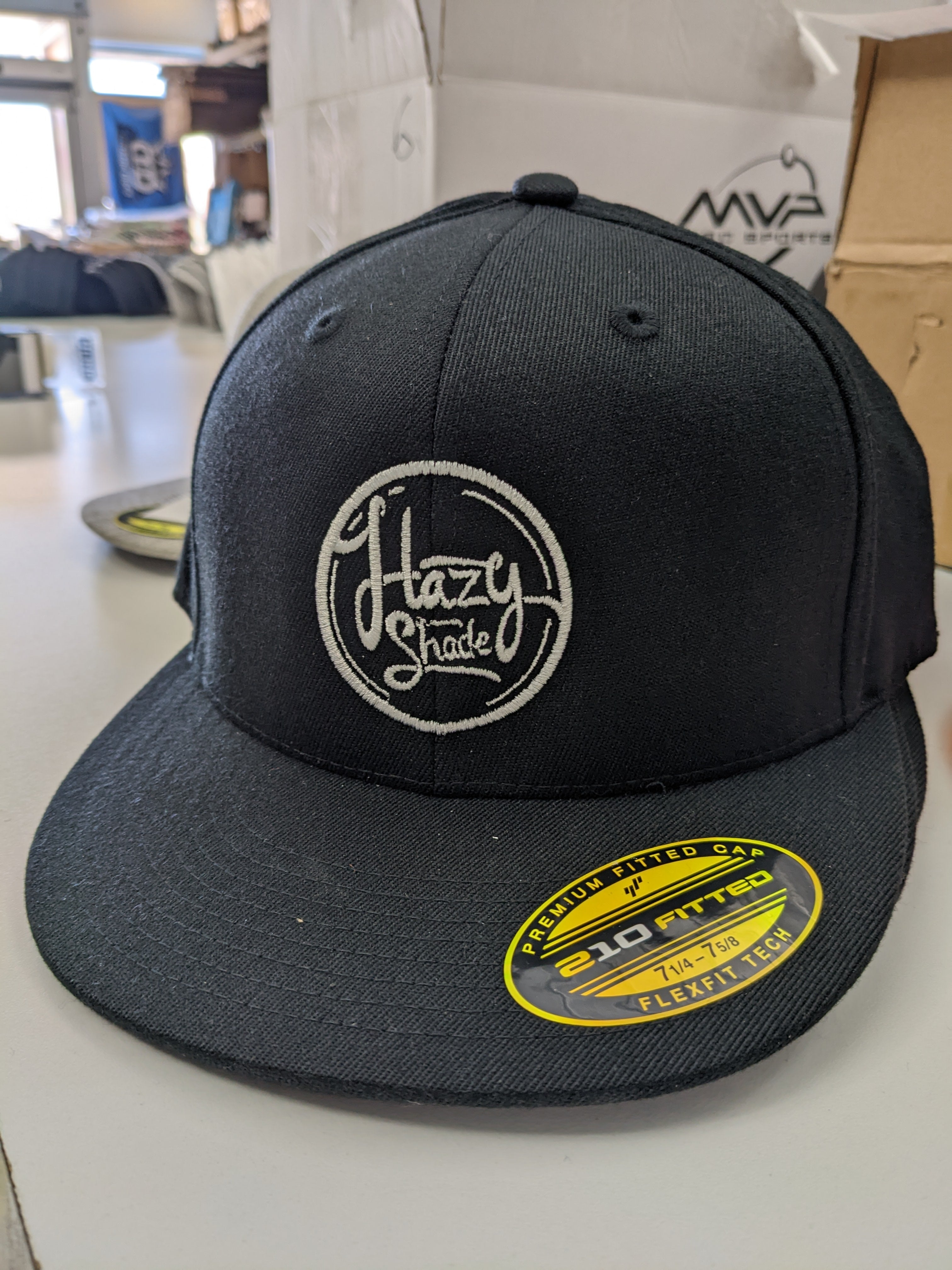 Hazy Shade 210 Fitted Flat Bill Hat Black w/ Circle Logo