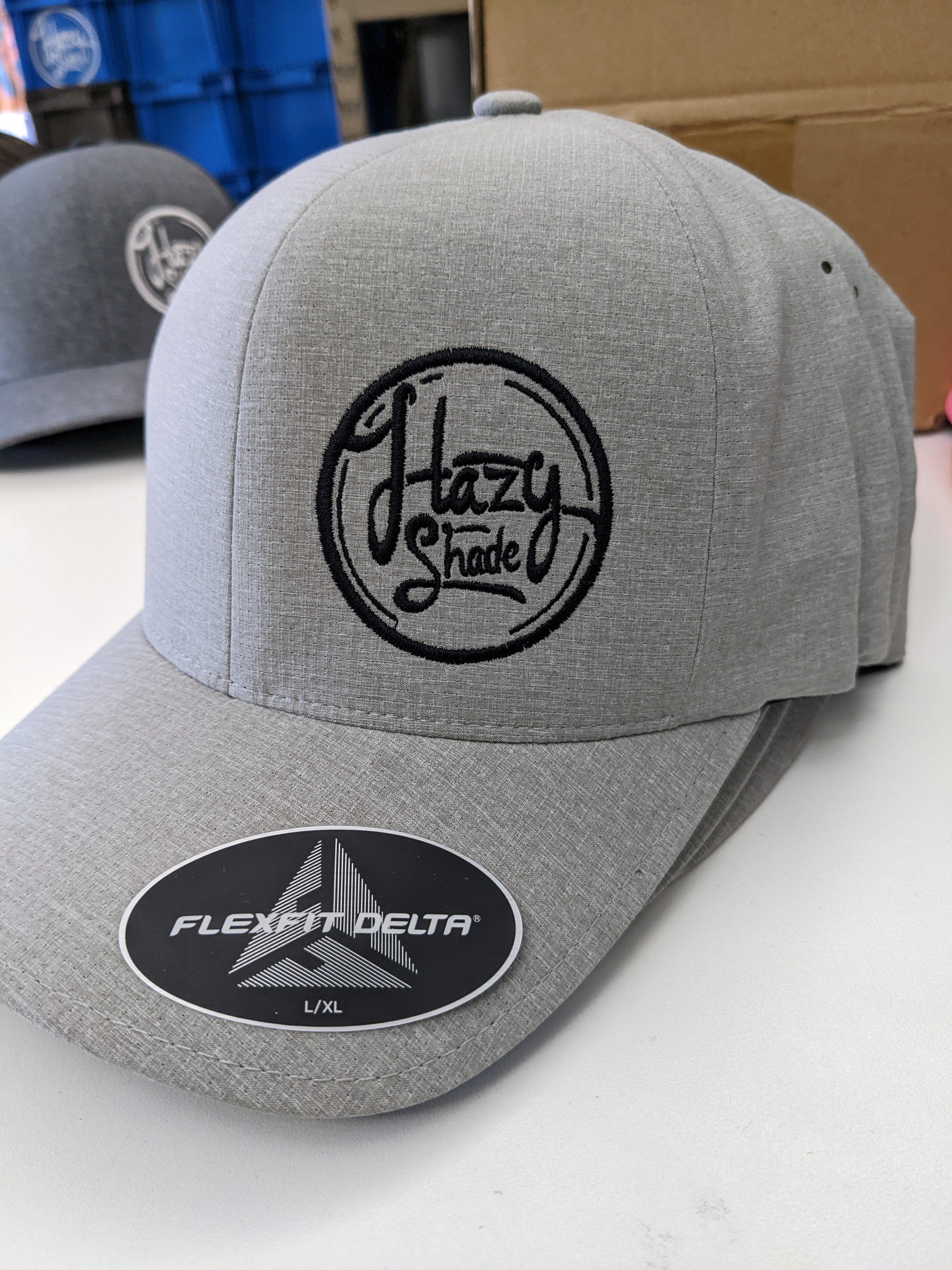 Hazy Shade Flexfit Delta L/XL Hat Black Round Offset