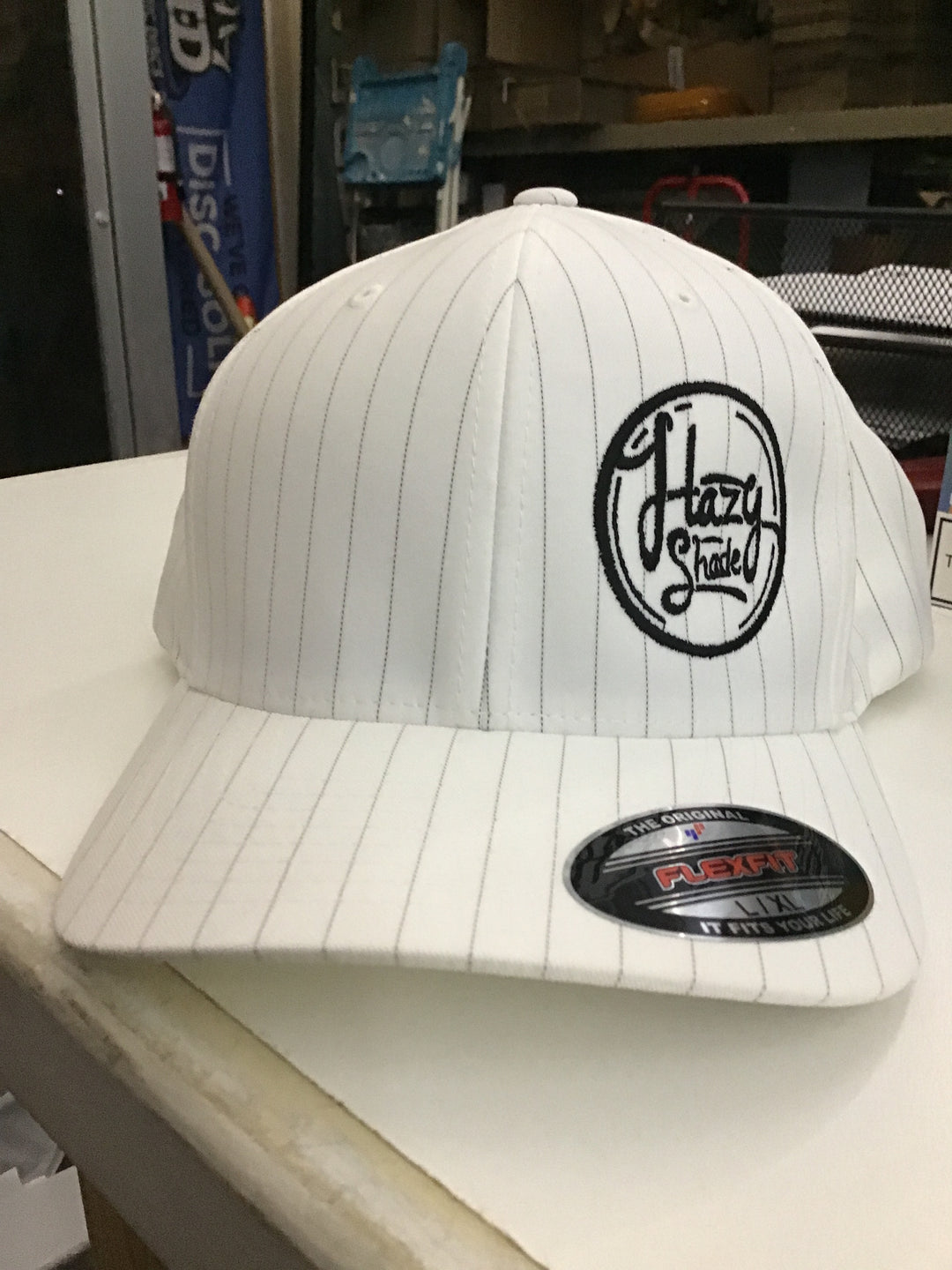 Hazy Shade Flexfit White Pinstrip Round Logo L/XL