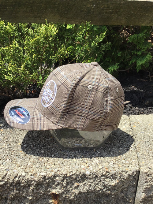 Round Check Hat Hazy Flexfit Brown/Khaki Shade Glen Logo S/M
