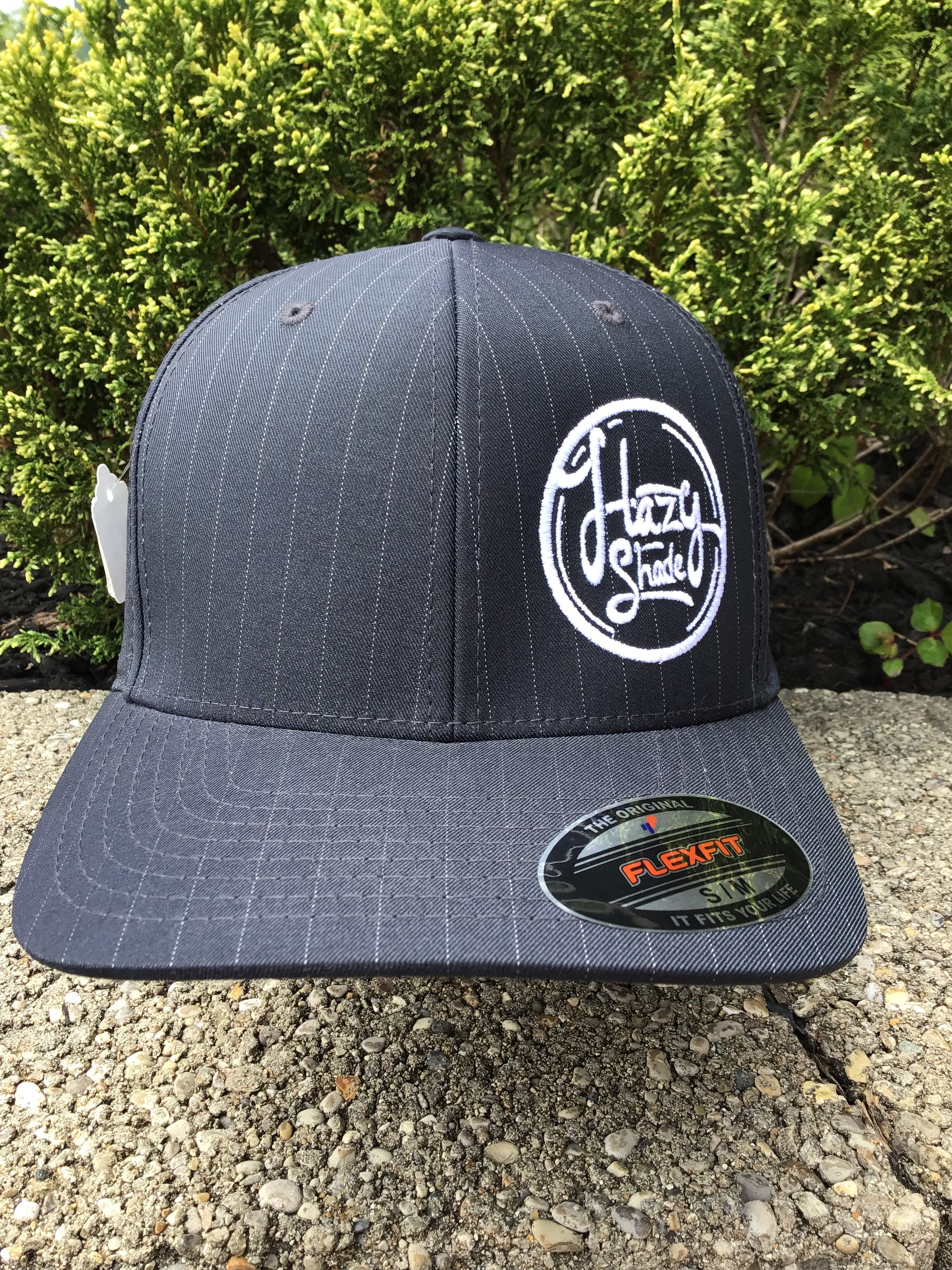 Hazy Shade Dark Grey Pinstrip Round Flexfit Hat S/m