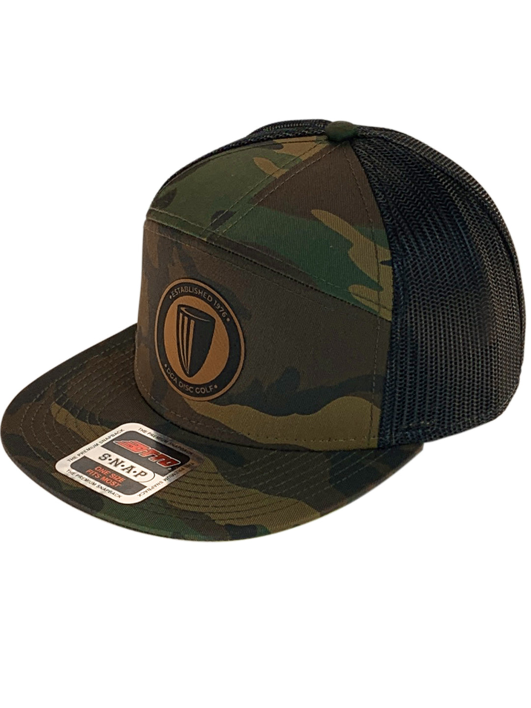 DGA Leather Patch 7 Panel Mesh Snapback Cap